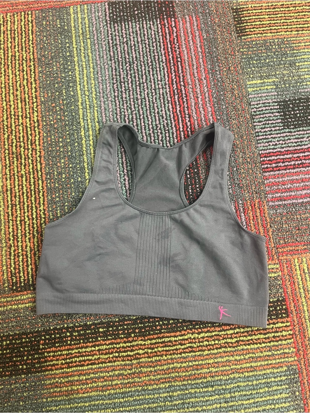 Koral Charcoal Racerback Seamless Sports Bra with Pink Logo